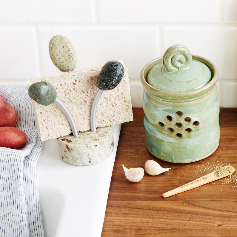 Stone Sponge Holder - Granite Sink Organizer - Kitchen Counter Space Saver - Unique Kitchen Gift image 6