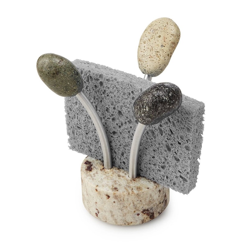 Stone Sponge Holder - Granite Sink Organizer - Kitchen Counter Space Saver - Unique Kitchen Gift image 3