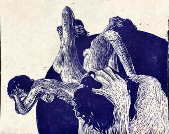 Unawake Linocut Print
