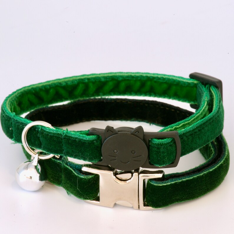 Emerald Green Velvet Collar Double velvet Adjustable Cat Etsy