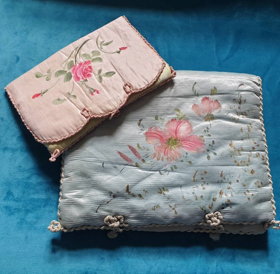 Vintage antique pajama case and Hankie case. Hand