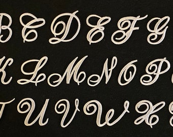 1,5 "weiß gestickte Aufnäher zum Aufbügeln in Schreibschrift