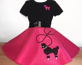 4 pc 50&#39;s POODLE SKIRT OUTFIT for Toddler 2T 3T 4T