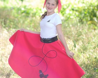 3 pc 50's POODLE SKIRT OUTFIT for Youth 10 12 14 16