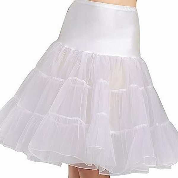 Women's White or Black Rockabilly 1950's Style PETTICOAT CRINOLINE SLIP