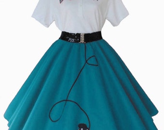 Women's - 4 pc 50's POODLE SKIRT OUTFIT for Adult s m l xl 2x 3x