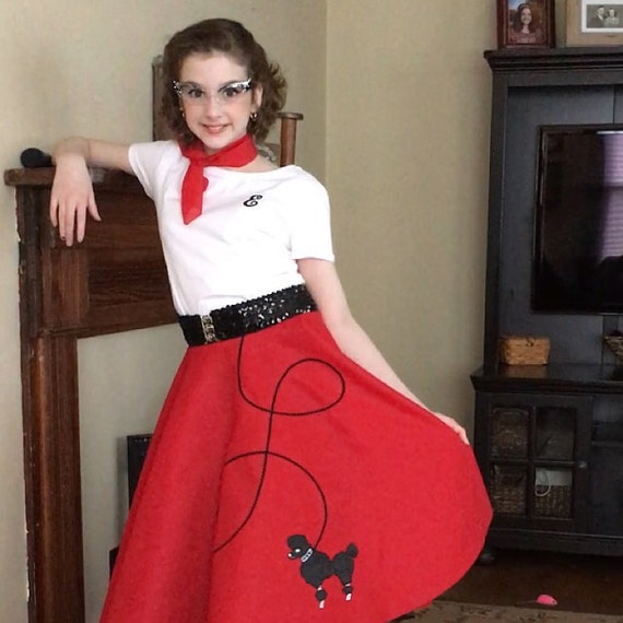 3 Pc 50's POODLE SKIRT OUTFIT for Youth 10 12 14 16 - Etsy