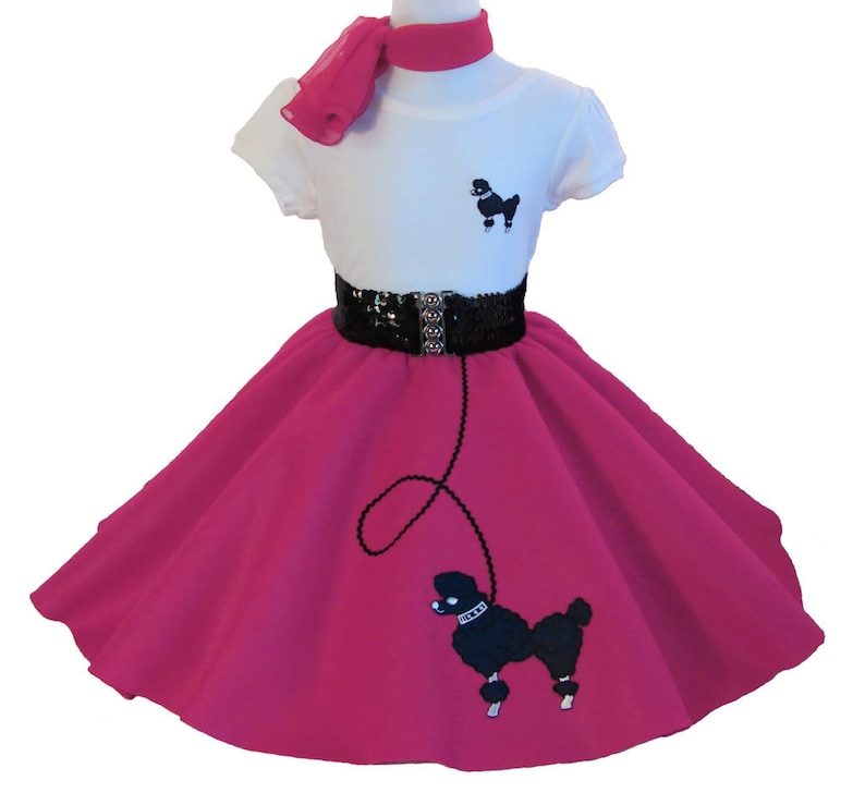 Choose sizecolor 3 pc 50/'s POODLE SKIRT OUTFIT for Youth 10 12 14 16