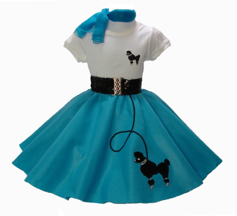 Choose sizecolor 3 pc 50/'s POODLE SKIRT OUTFIT for Youth 10 12 14 16