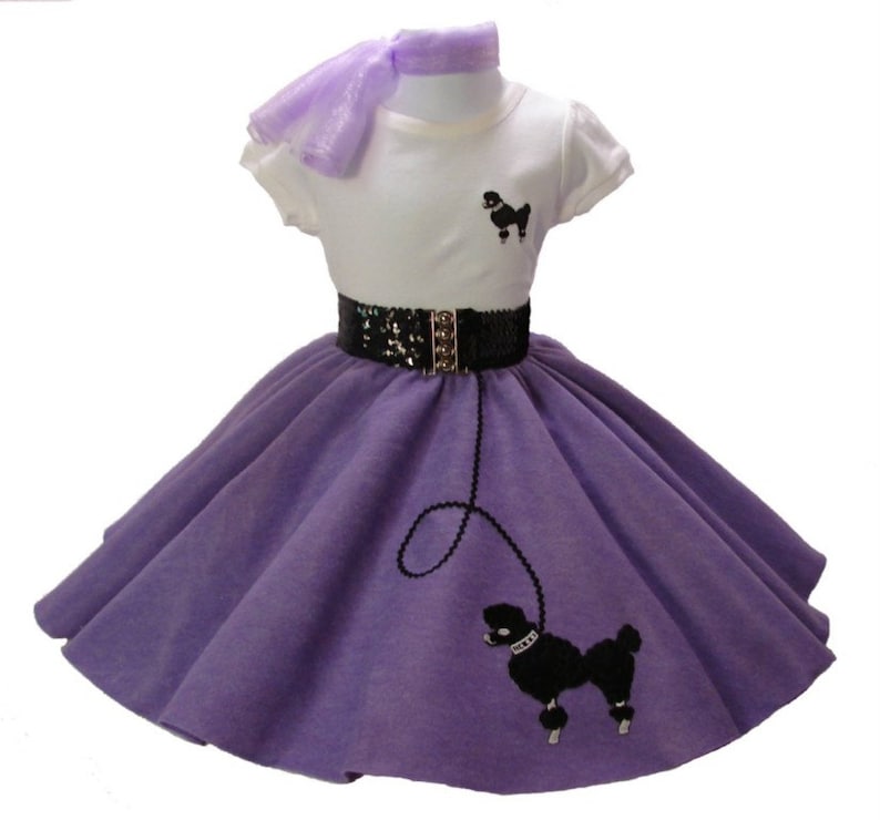 Choose sizecolor 3 pc 50/'s POODLE SKIRT OUTFIT for Youth 10 12 14 16