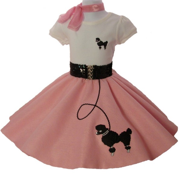 4 pc 50's POODLE SKIRT OUTFIT for Child 4 5 6 7 8