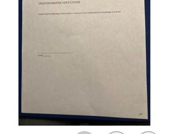 Creditor Matrix Verification Form for Chapter 7 Bankruptcy Filing
