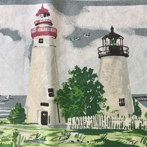 Coastal Kitsch Place Mats Vintage Lighthouse Harbor Scenes Cape Cod