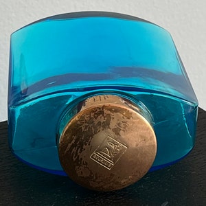 Vintage Bourjois Paris Turquoise Glass Talcum Powder Bottle