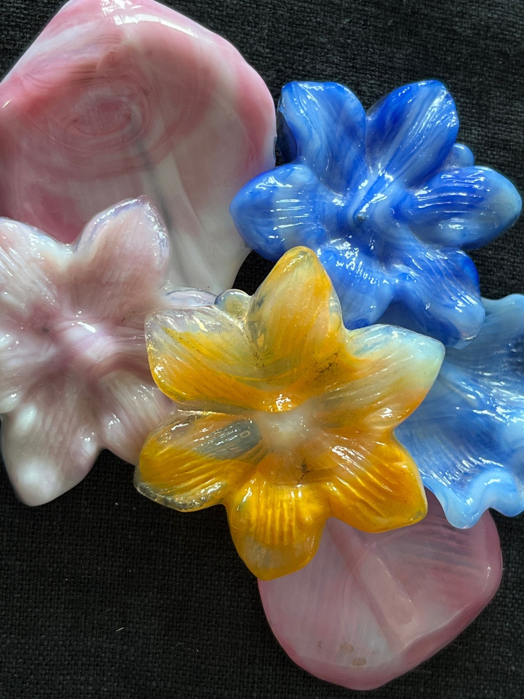 Vintage Italian Murano Glass Slag Glass Flowers Antique Hand
