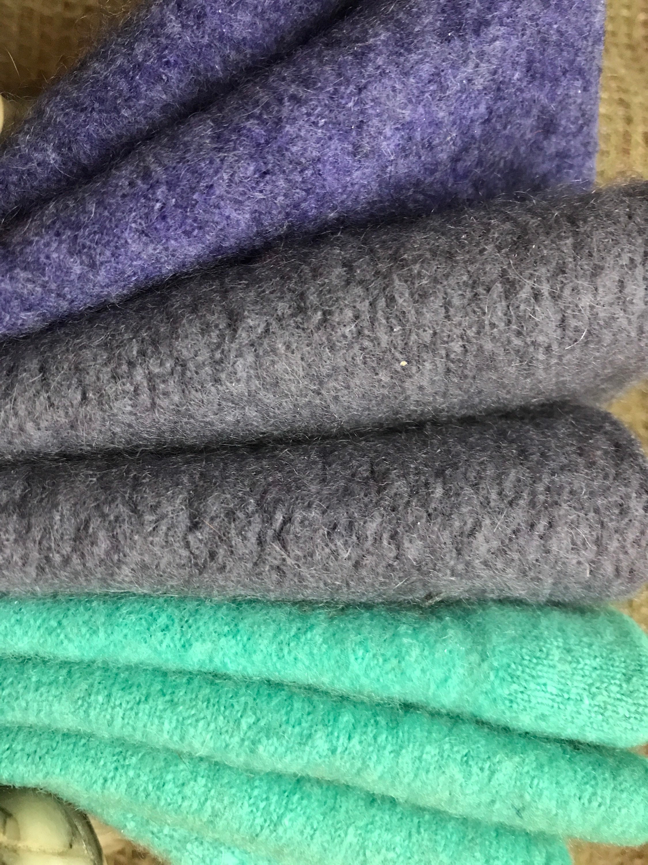Aqua Purple Cashmere Felted Wool Bundle 8 pcs 6x6 Squares Recycled Felt