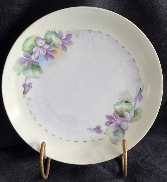 Antique Hand Painted Violet Plate Porcelain