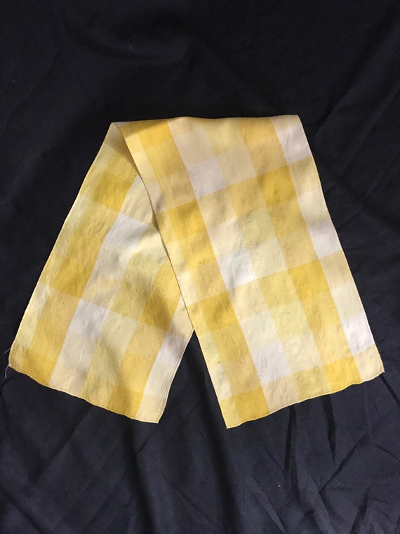 VTG Silk Scarf Cadmium Canary Yellow Cream Woven … - image 2