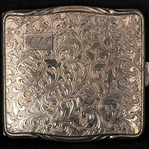Vintage Alpacca Hoka German Silver Repousse Floral 1920s Cigarette Case