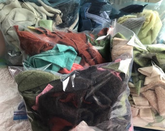 Cashmere Felted Wool Scrap Bags 10 ounce Mixed Colors