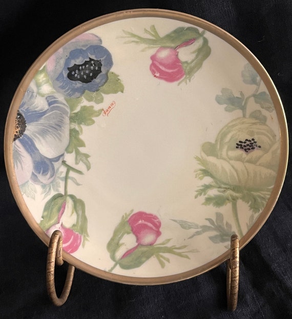 VTG O&EG Royal Austria Anemone Poppy Floral Hand Painted Porcelain Plate