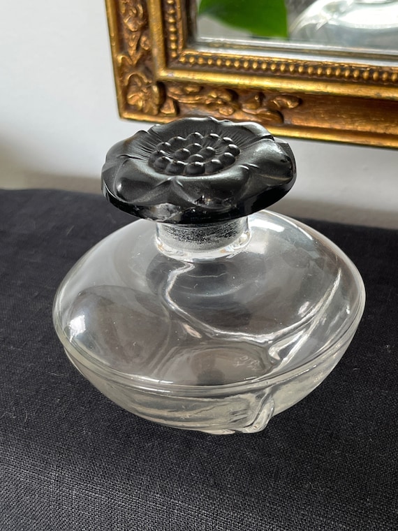 Vintage NARCISSE NOIR (Black Narcissus) French Perfume Flacon Bottle by Lucien Viard for Caron Paris Baccarat Glass