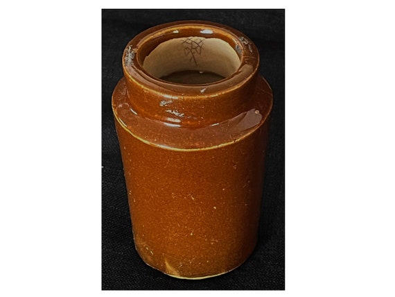 Brown Tan Stoneware Bottle British Antique Traditional Kitchenware Victorian Rustic Earthenware Jar England