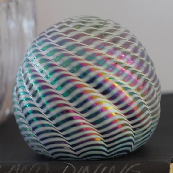 Cobalt Blue Iridescent Nailsea Paperweight