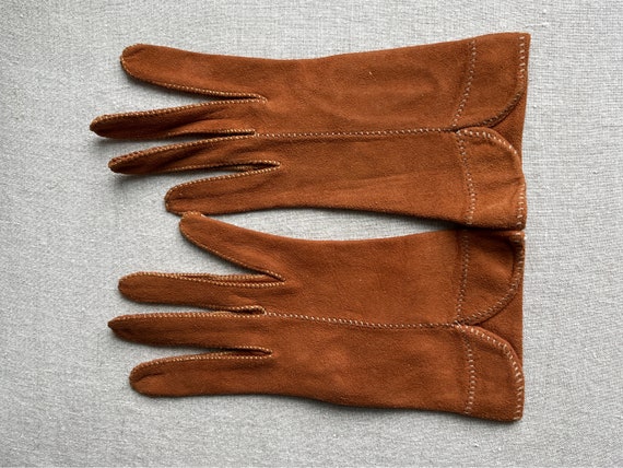 VTG NOS May Company Copper Overstitched Gloves Size 6 1950 1960