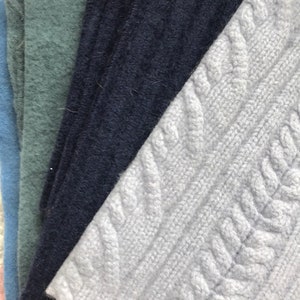 Cashmere Felted Wool Fabric Bundle: Blue Purple Craft Squares (6x8 Inches)