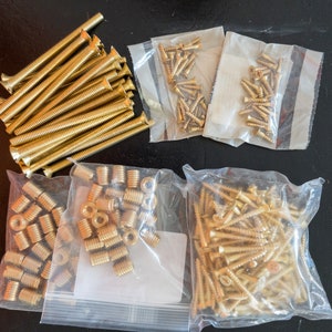 Solid Brass Hardware Set 225 pcs Screws Bolts Threaded Inserts