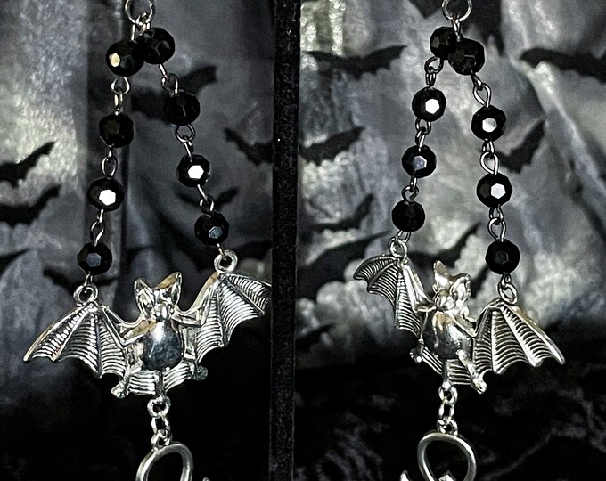 Vampire Cross Earrings, Vampire Jewelry, Goth Jewelry, Bat Jewelry,bat ...