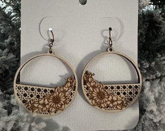 Boho Rattan Sunflower Earrings