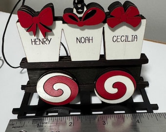 Train Family Christmas Car, personalized ornament