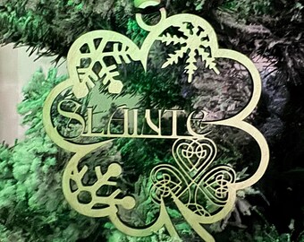 Slainte, shamrock shaped ornament