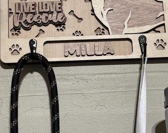 Dog breed leash holder