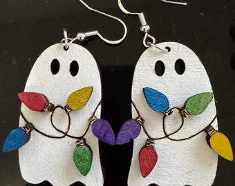 Ghost with Christmas lights Earrings