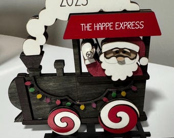 Train Family Christmas, Santa Conductor car, personalized ornament