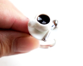 Coffee Cup Ring- miniature food jewelry, food ring