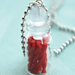 Red Licorice Candies in Jar Necklace