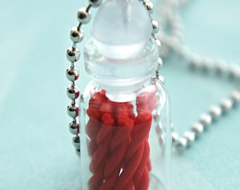 Red Licorice Candies in Jar Necklace