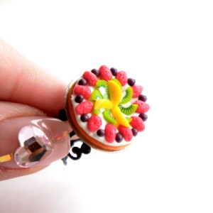 Mixed Fruit Pie Ring- miniature food jewelry, tart ring