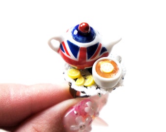 English Tea Ring- miniature food jewelry, food ring