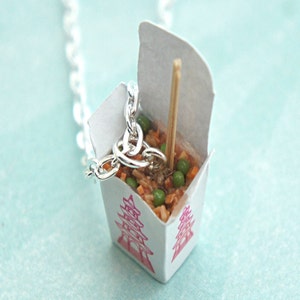 Spiegelreis Halskette - Miniatur Essen Schmuck, Essen Halskette, chinesisches Essen