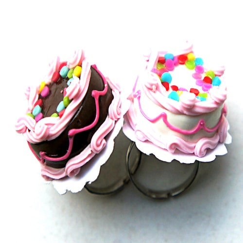 Strawberry Cake Ring Birthday Cake Ring Miniature Food Etsy