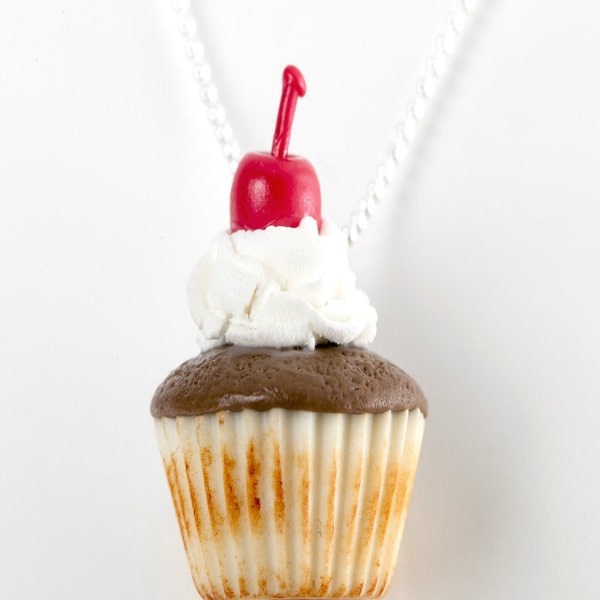 Collier de cupcake moka - bijoux alimentaires miniatures, collier de cupcakes en argent sterling