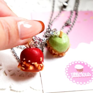 Candy Apple Necklace: Miniature Polymer Clay Food Jewelry