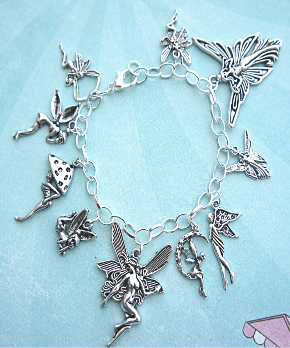 Fairies Charm Bracelet- Tibetan silver charm bracelet