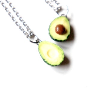 Avocado Friendship Necklace- miniature food jewelry, food necklace, bff necklace