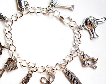 Hair Salon Stylist Charm Cracelet-Tibetan silver charm bracelet